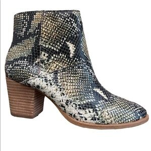 Madewell Snake Becca Moonstone Animal Print Zip Up Black Heel Bootie Boot sz 5.5